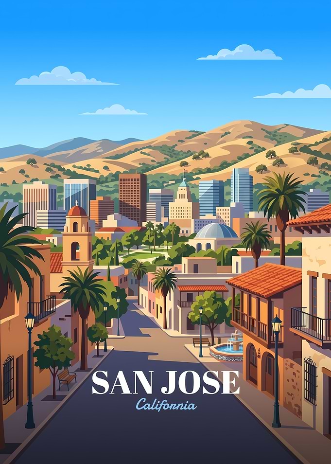 San Jose California Travel Poster