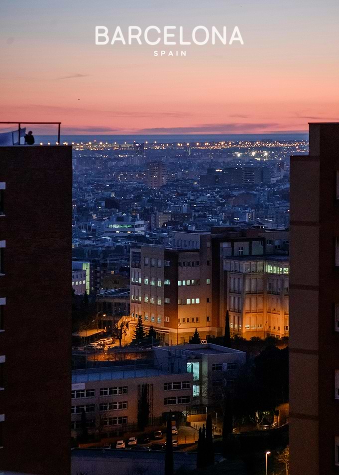 Barcelona Spain Sunset Cityscape View