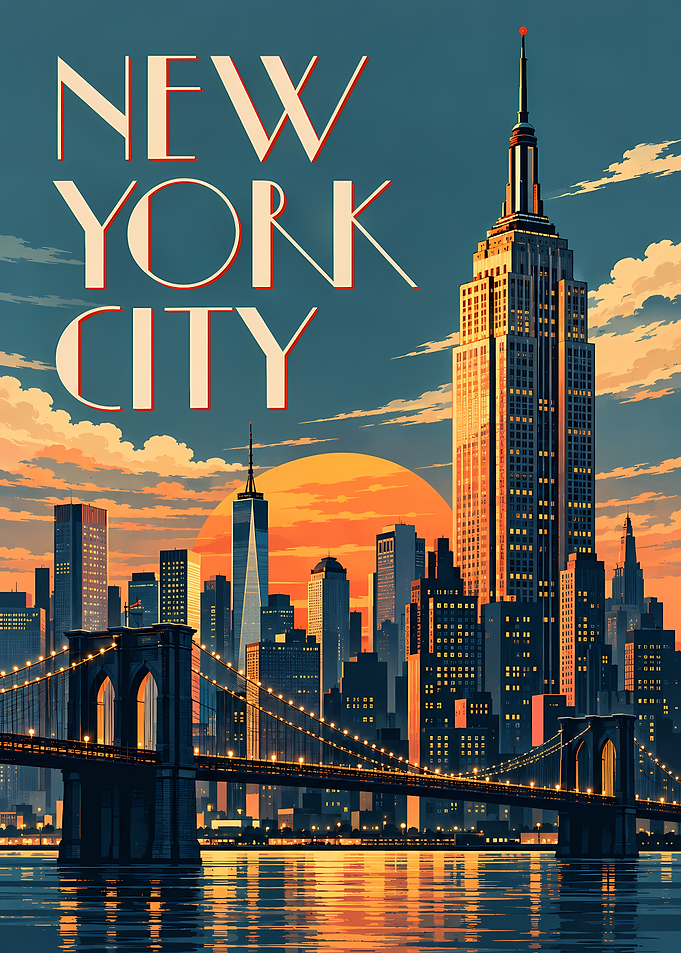Vintage New York City Skyline Poster
