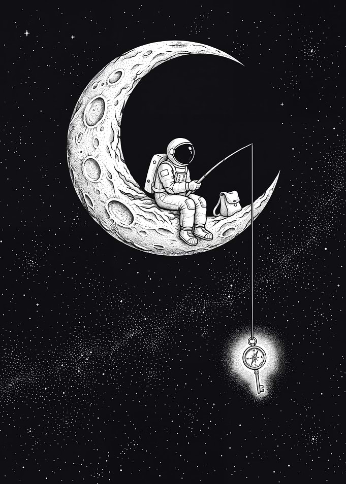 Astronaut Fishing for a Key