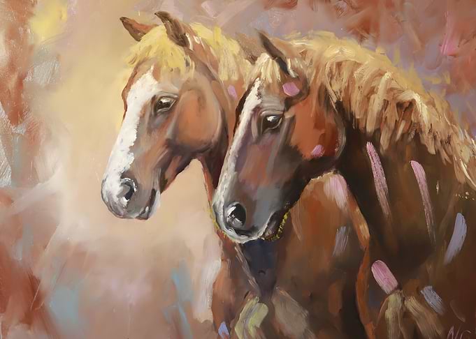 Two Horses Oil Painting