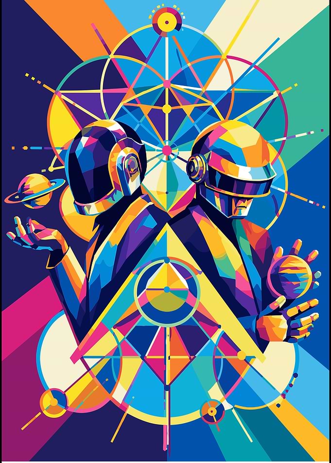 Daft Punk Geometric Pop Art Portrait