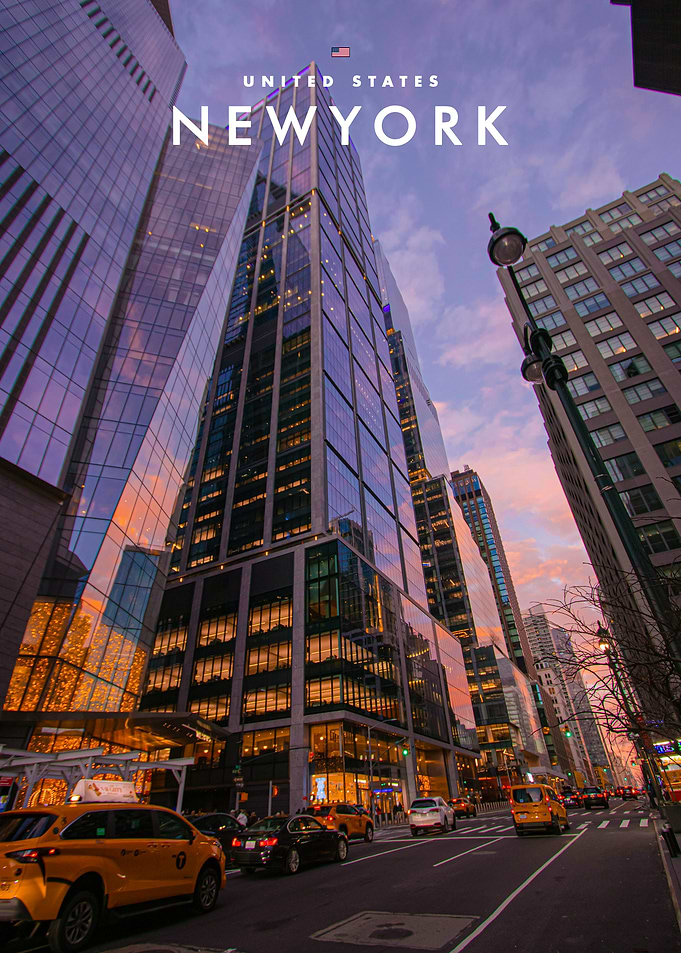 New York City Sunset Street View