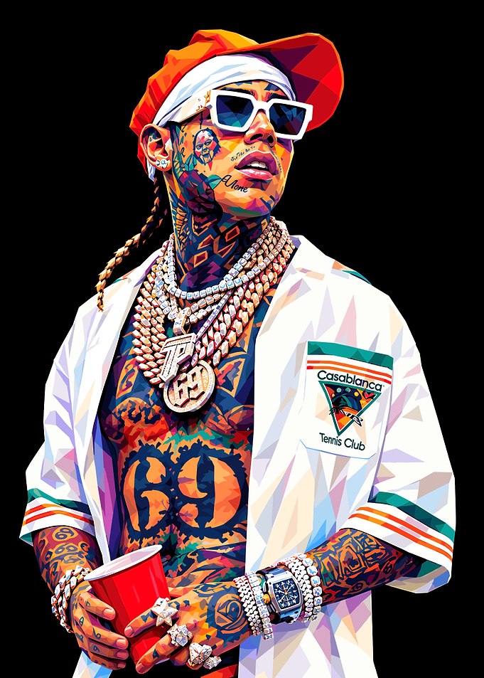 6ix9ine Low Poly Portrait