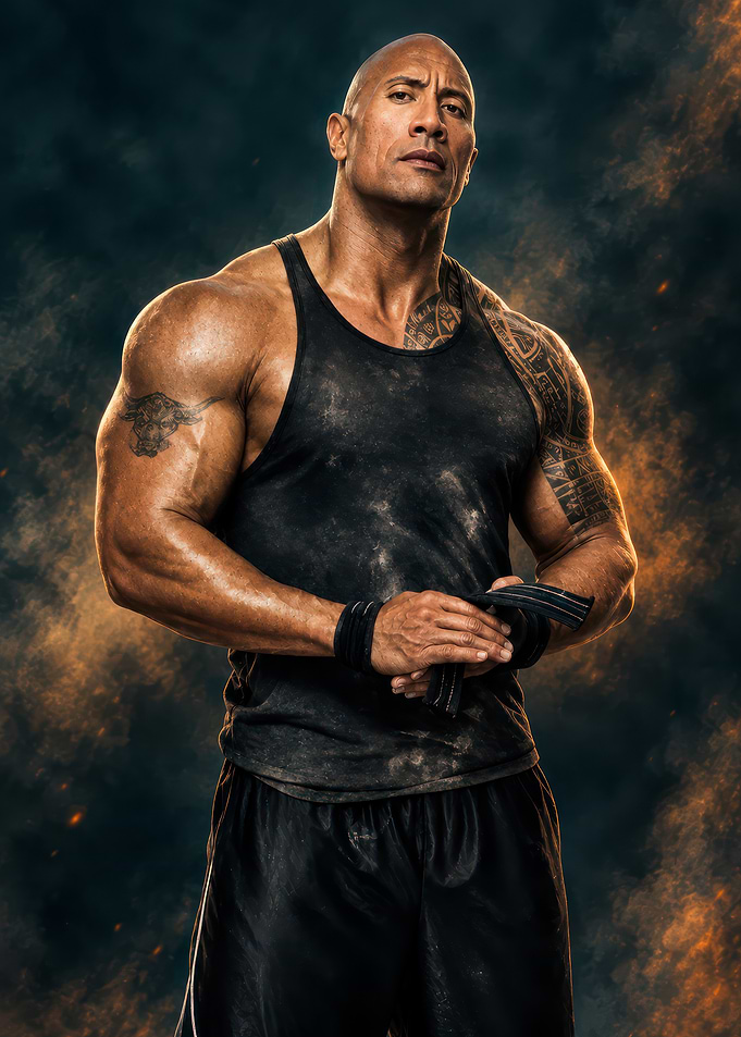 Dwayne The Rock Johnson Workout Portrait