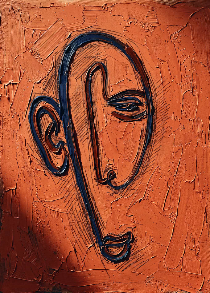 Abstract Face Portrait Fine Art Impasto