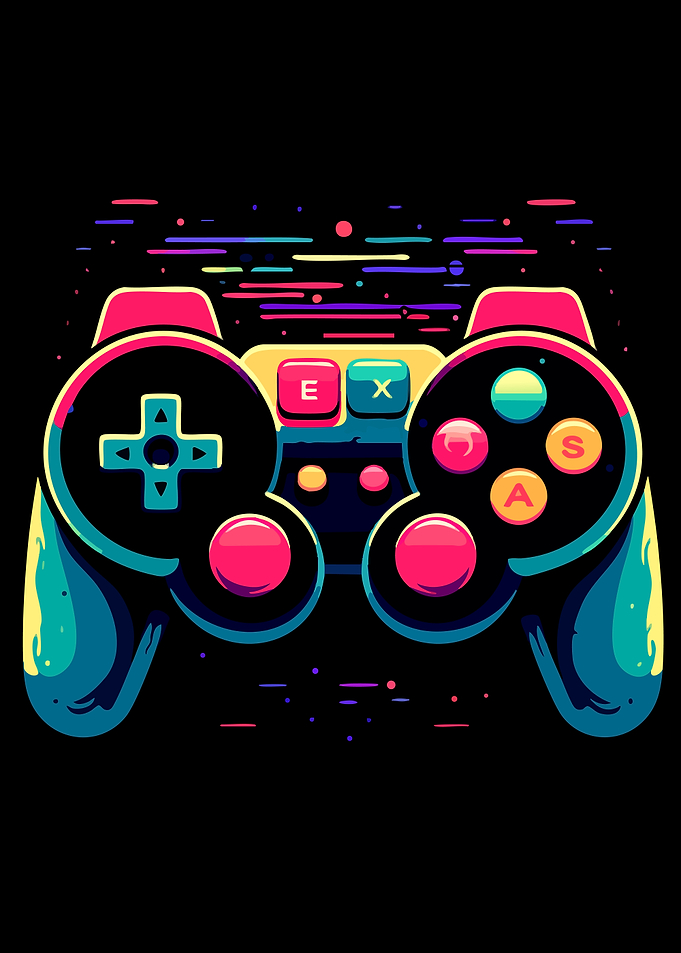 Neon Retro Gaming Controller Illustration