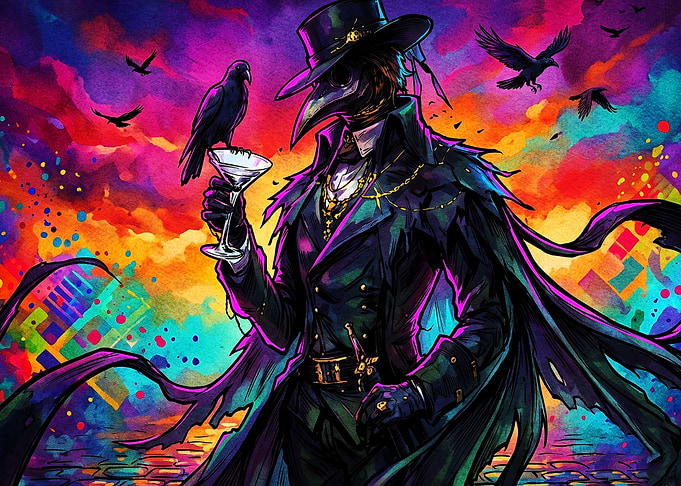 Plague Doctor Colorful Art Poster