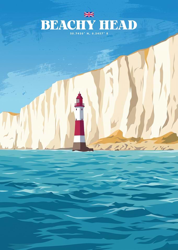 Beachy Head Lighthouse Travel Poster