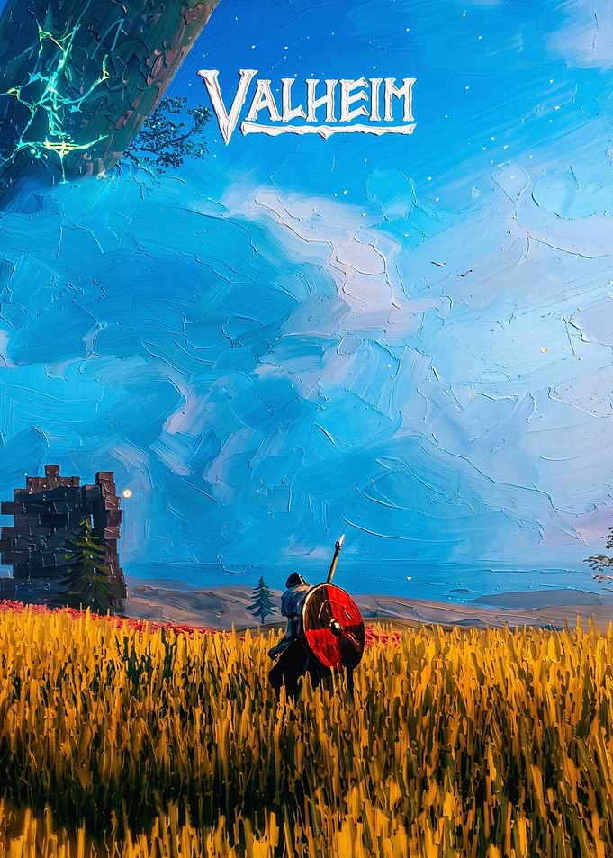 Valheim Viking Warrior Landscape Art