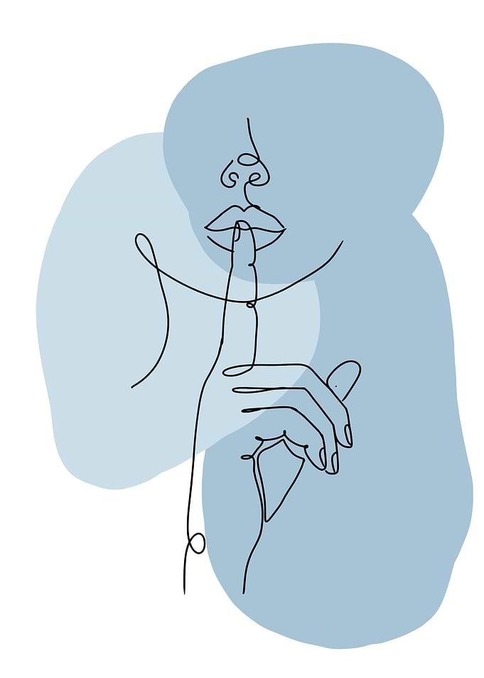 Minimalist One Line Art Silence Gesture