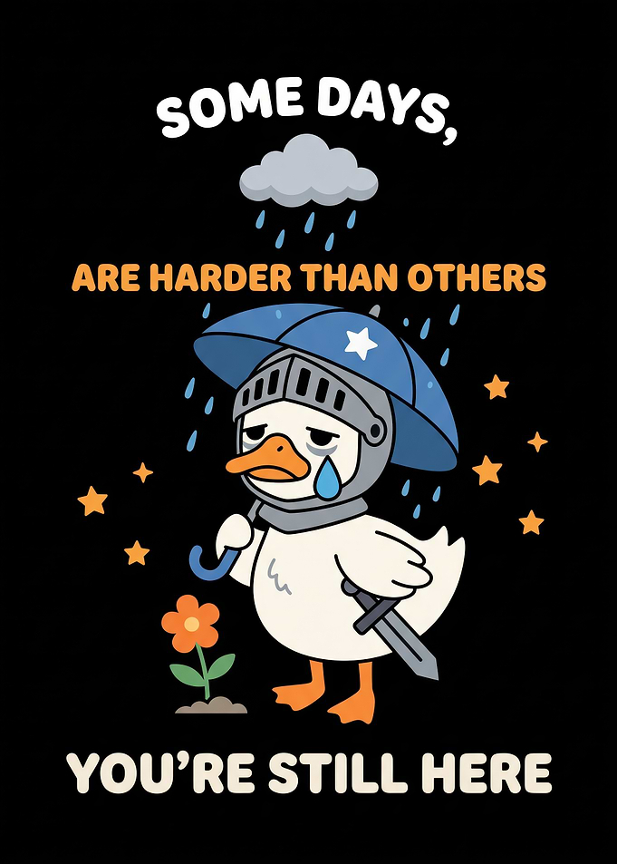 Sad Knight Duck Inspirational Quote