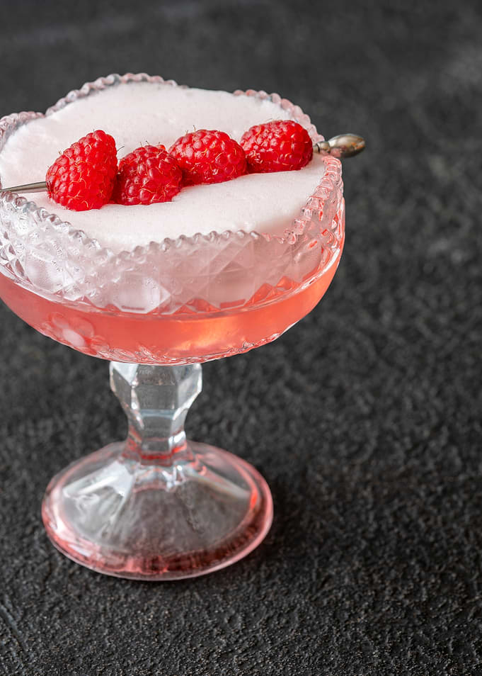 Raspberry Cocktail in Crystal Glass