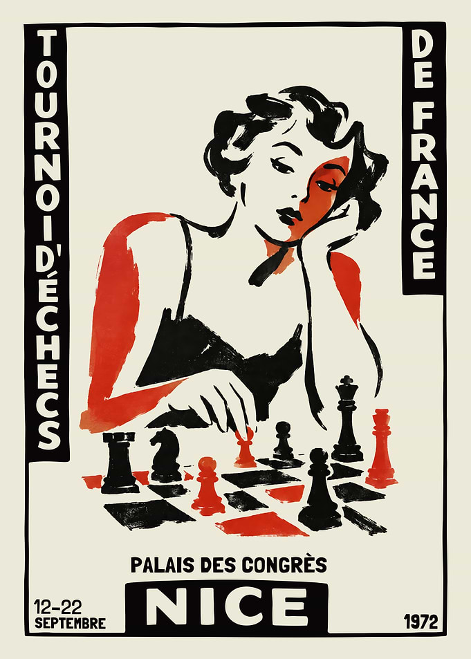 Vintage 1972 Nice Chess Tournament Poster