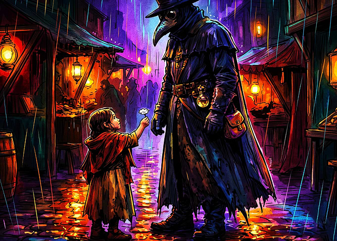 Plague Doctor Child Flower Fantasy