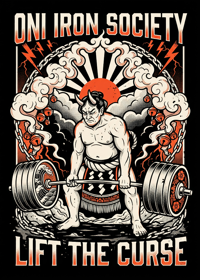 Oni Iron Society Deadlift Illustration