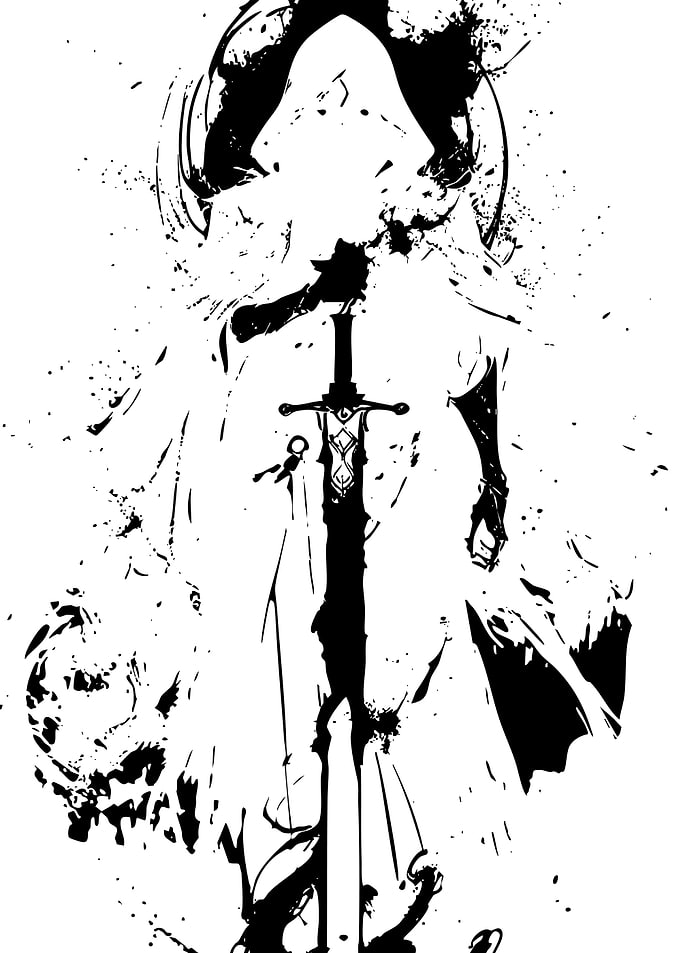 Abstract Ink Silhouette of a Knight