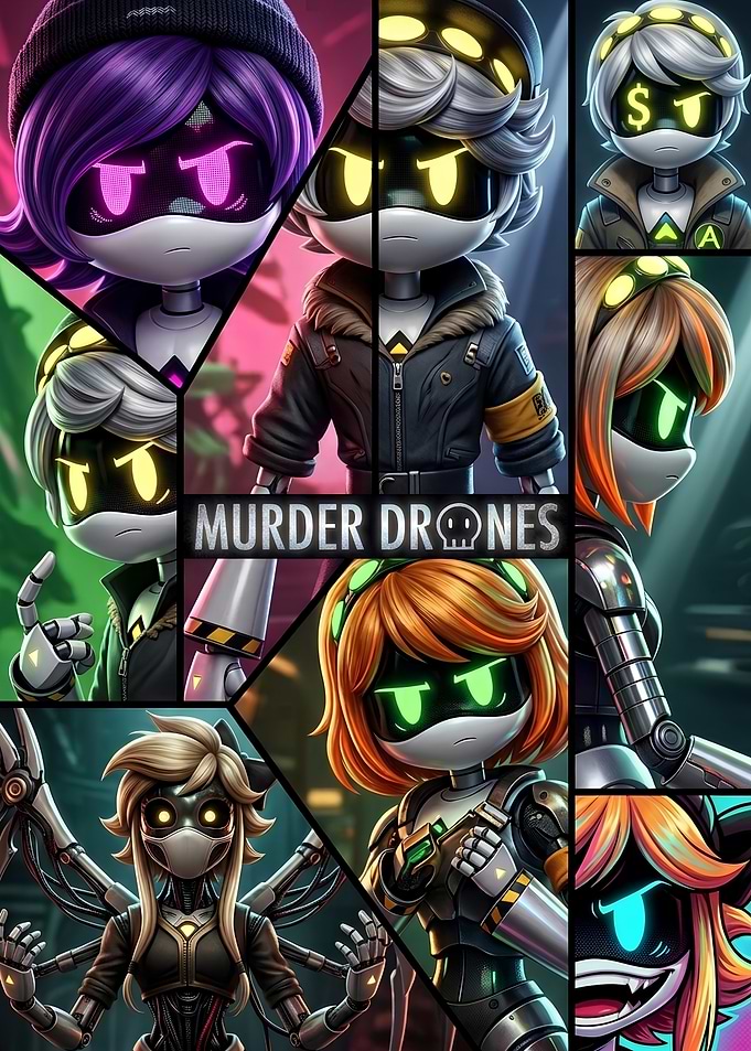 Murder Drones Character Collage Poster