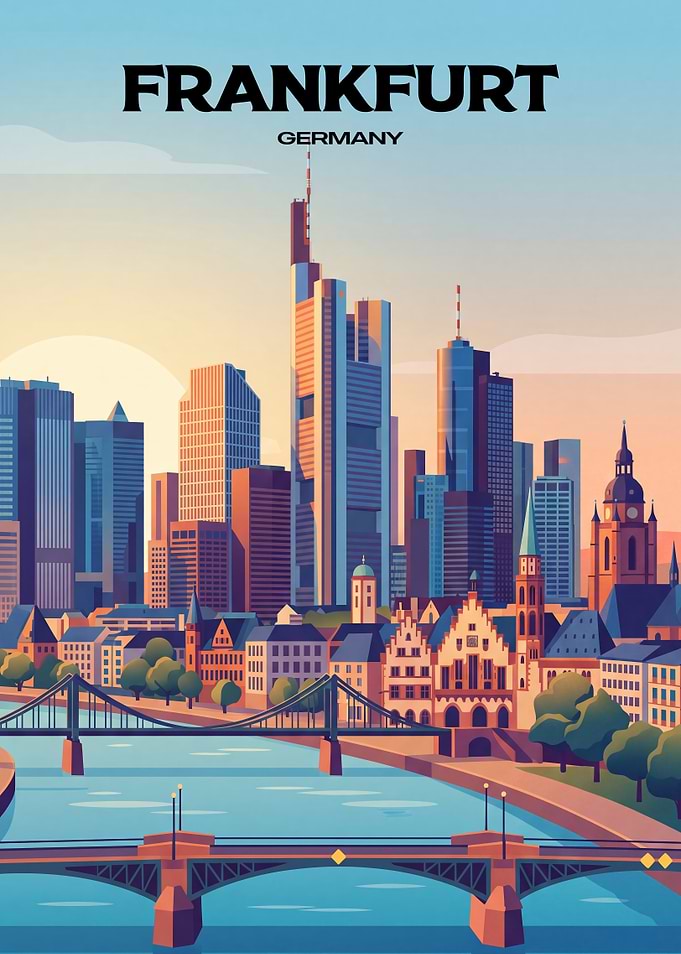 Frankfurt Germany Skyline Travel Poster