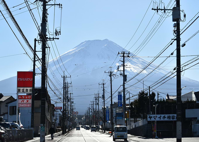 Mount Fuji View from Japanese Street