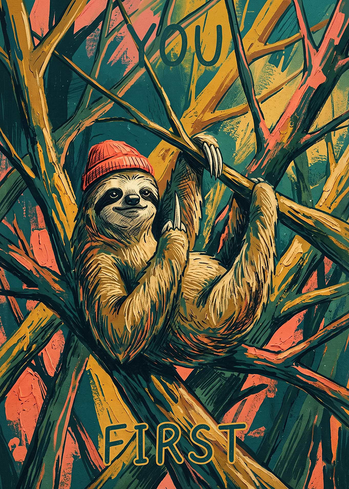 Sloth In Tree Wildlife Art