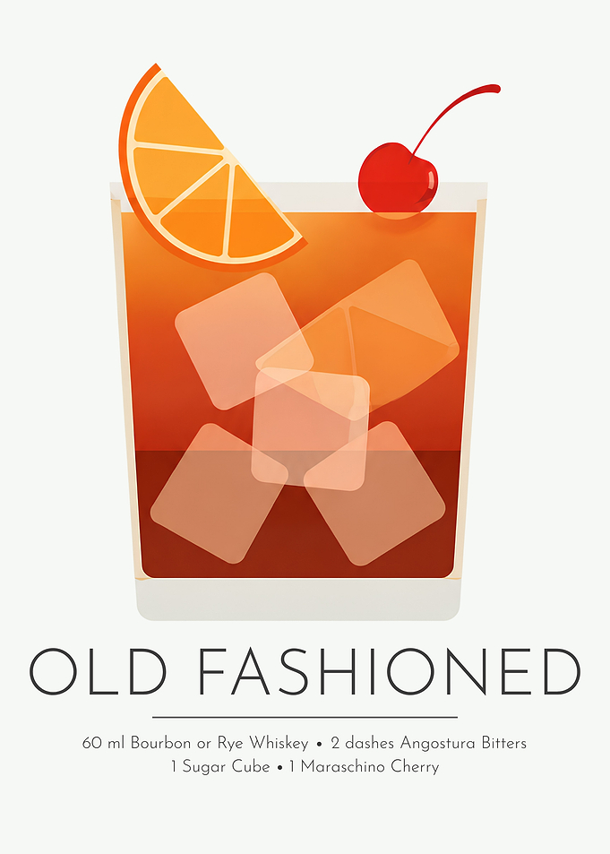 Old Fashioned Cocktail – Classic Whiskey Bar Wall Art