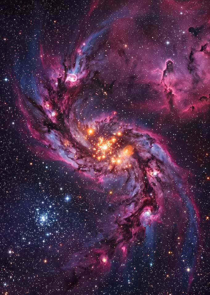 Vibrant Nebula and Star Cluster
