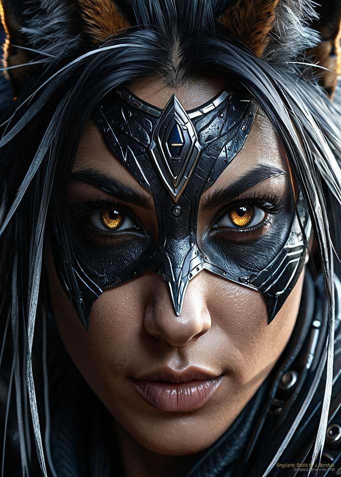 Fierce Cat-Woman Warrior Portrait