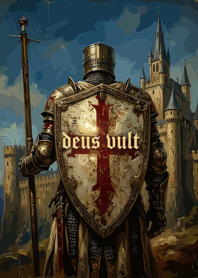 Deus Vult Crusader Knight Poster