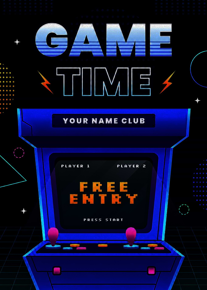 Retro Arcade Game Time Poster