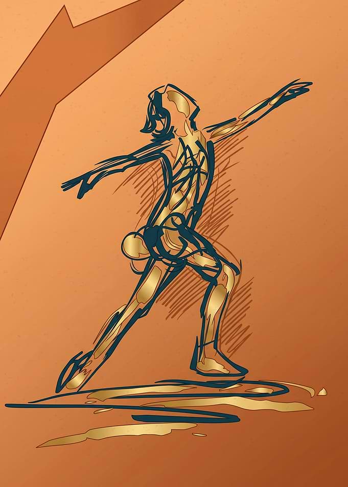 Figure Skater Ice Skating Sport Pencil Sketch