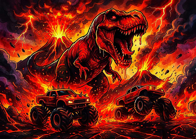 T-Rex and Monster Trucks Eruption