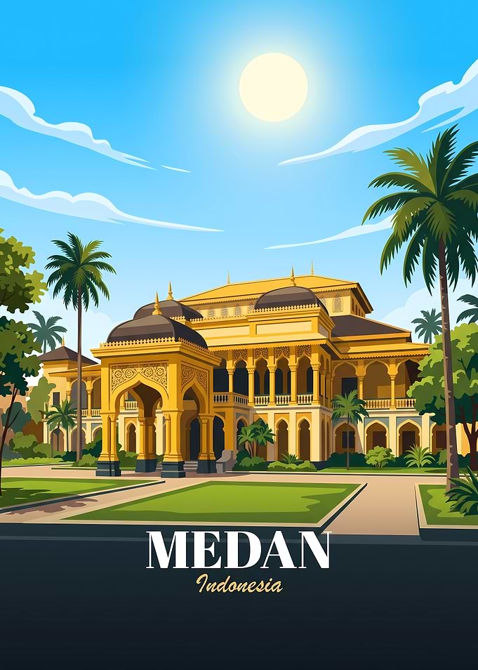 Maimun Palace Medan Indonesia Travel Poster
