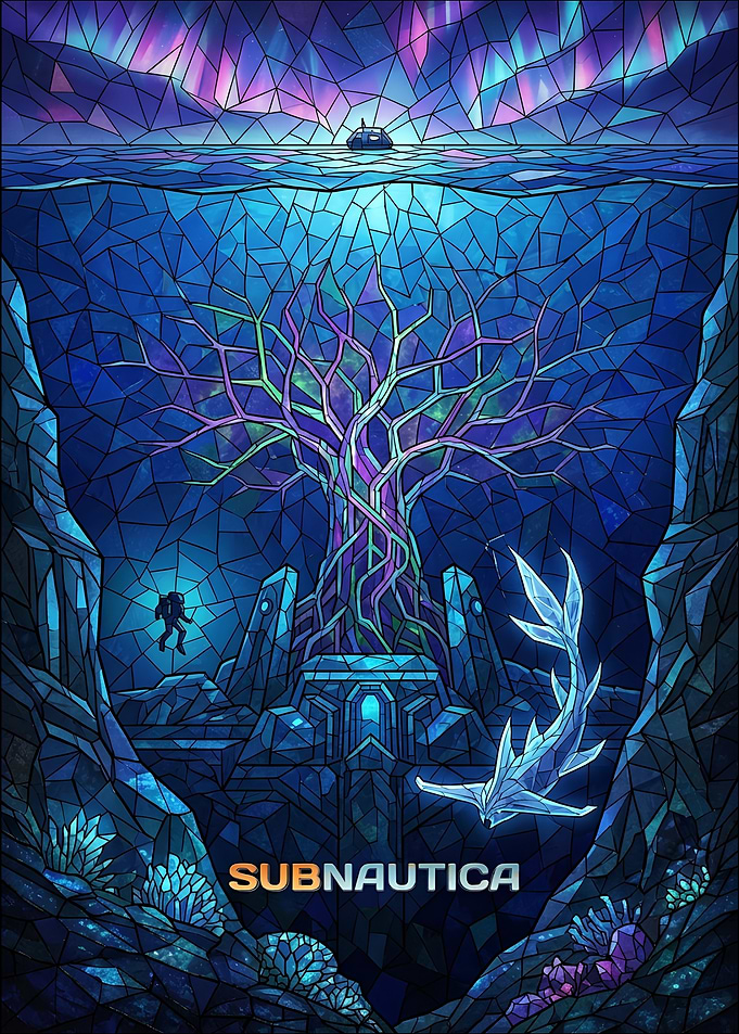 Subnautica Stained Glass Art Poster