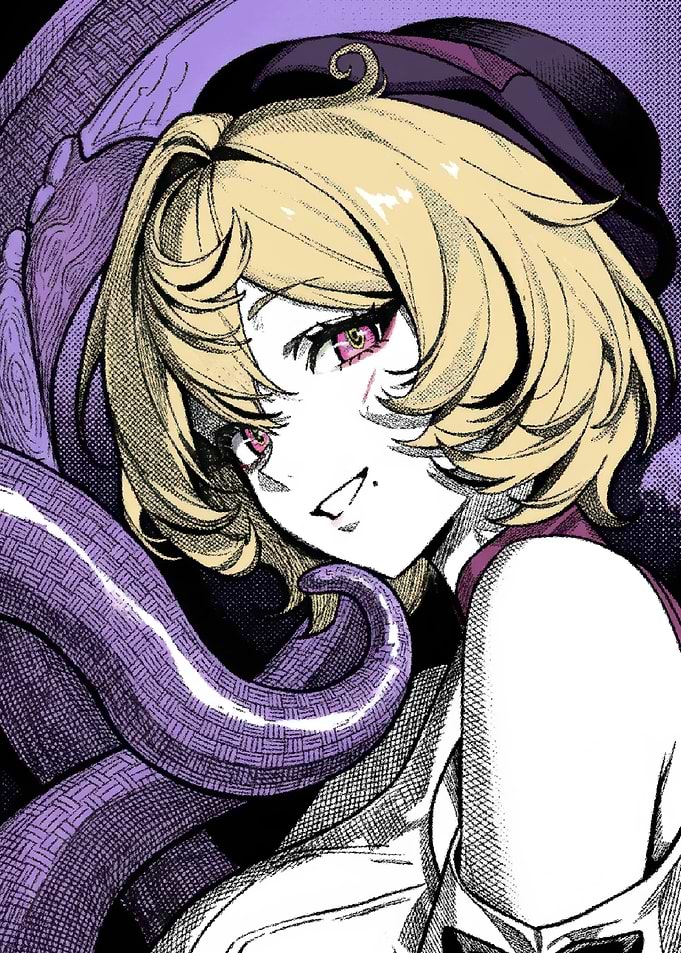 Anime Girl with Purple Tentacles