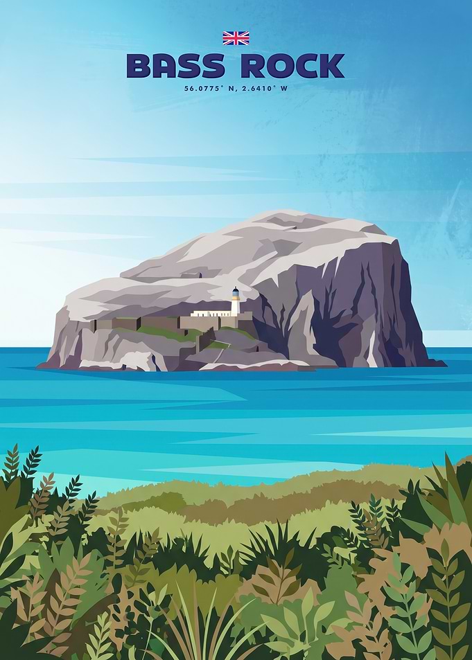 Bass Rock Scotland Travel Poster