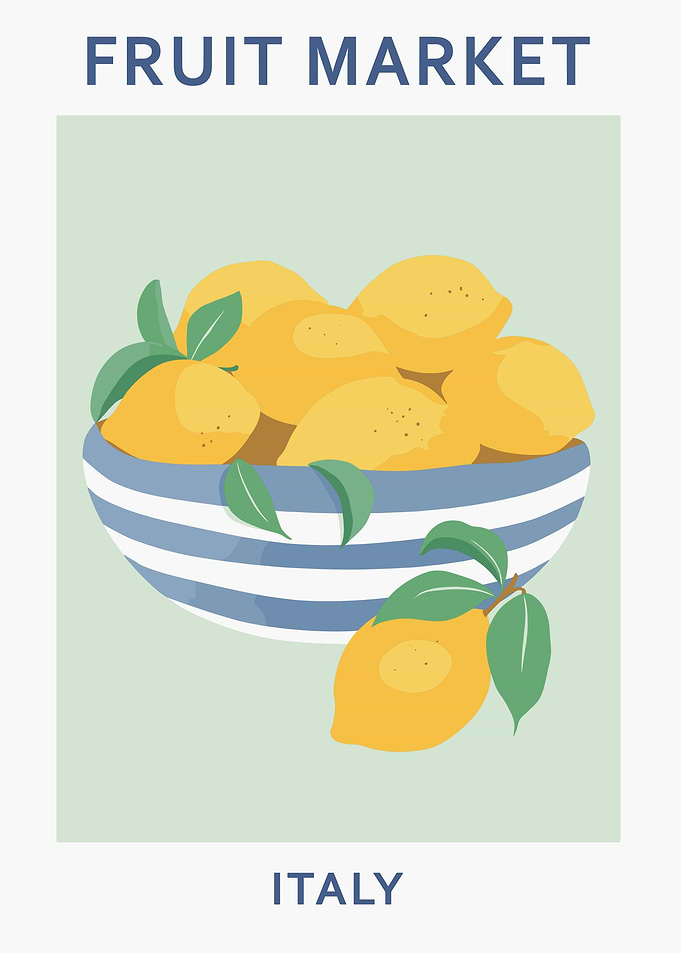 Fruit Market Italy Lemon Poster