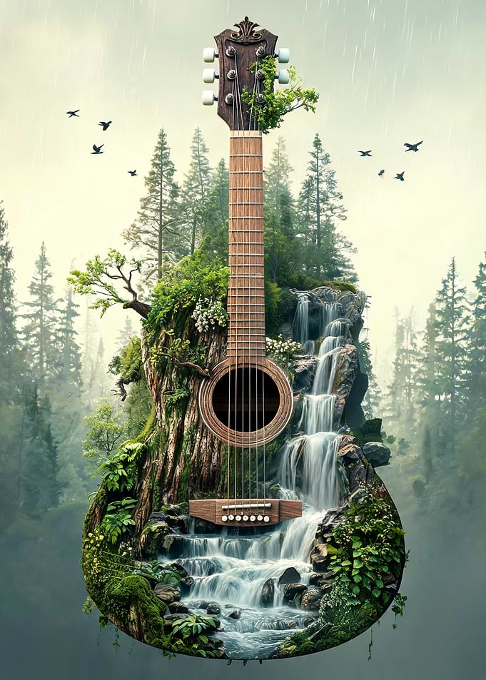 Surreal Nature Acoustic Guitar Landscape