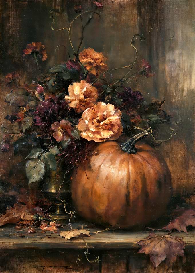 Autumn Still Life with Pumpkin