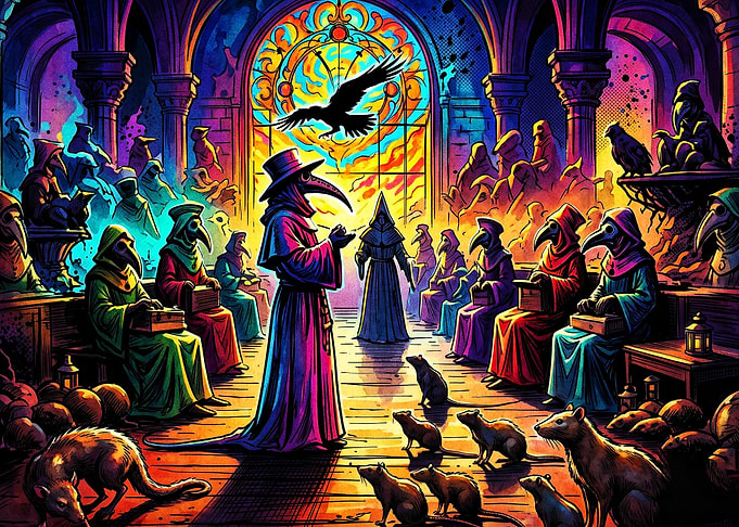 Plague Doctor Gothic Neon Art Poste