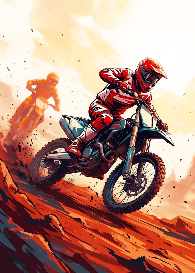 Motocross Riders Racing on Dirt Track