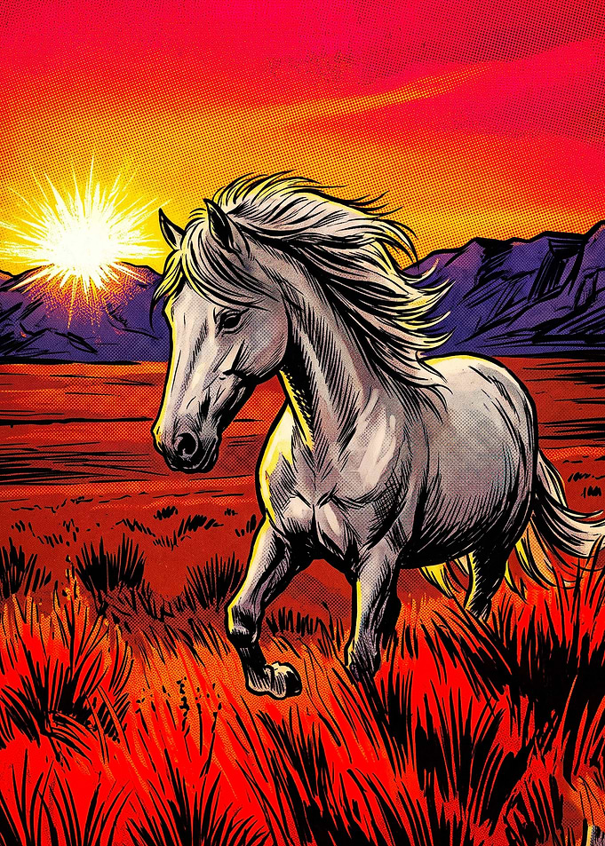 Horse Fire Inferno Comic Art