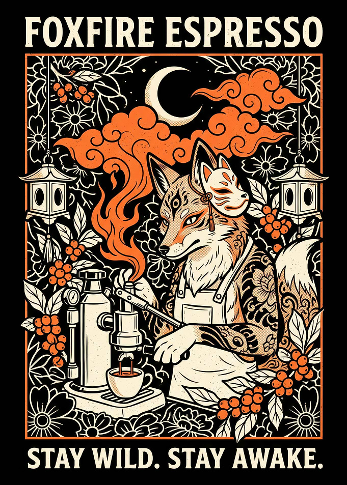 Foxfire Espresso Barista Illustration