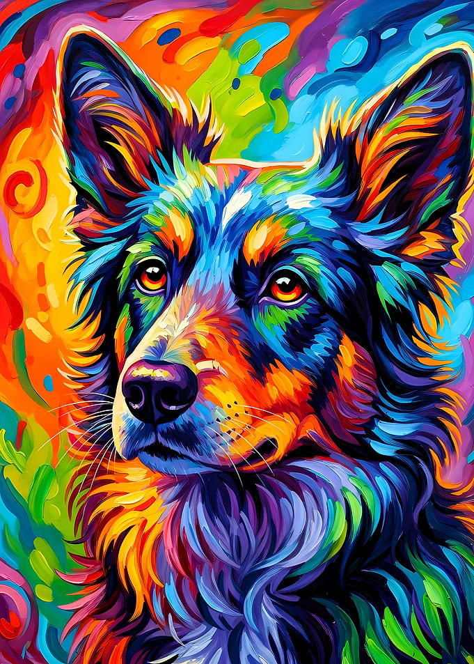 Vibrant Colorful Dog Portrait