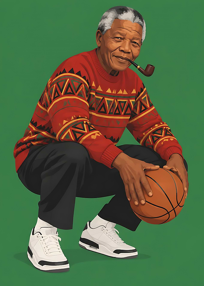 Nelson Mandela Basketball Player Illustration