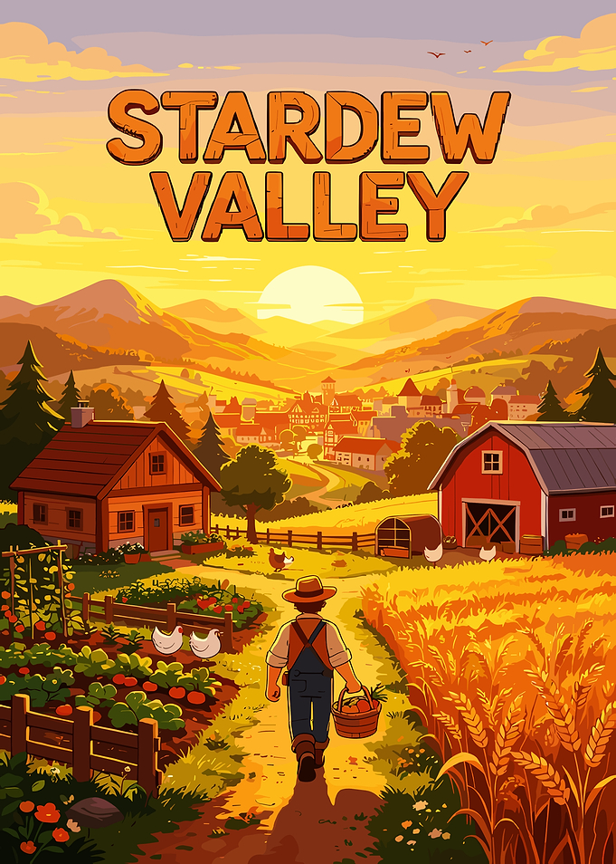 Stardew Valley Farm Sunset Poster