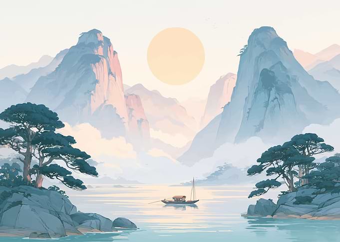 Serene Mountain Lake Landscape