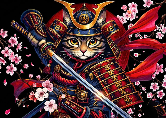 Samurai Cat Warrior with Katana