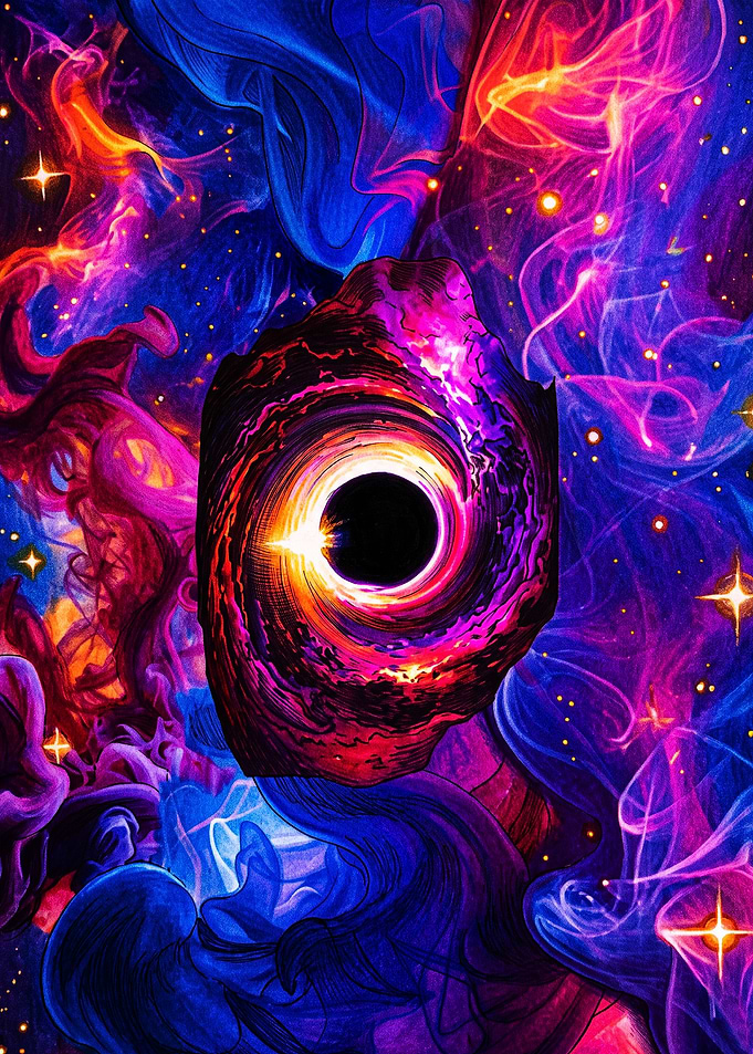 Vibrant Cosmic Black Hole Abstract Art