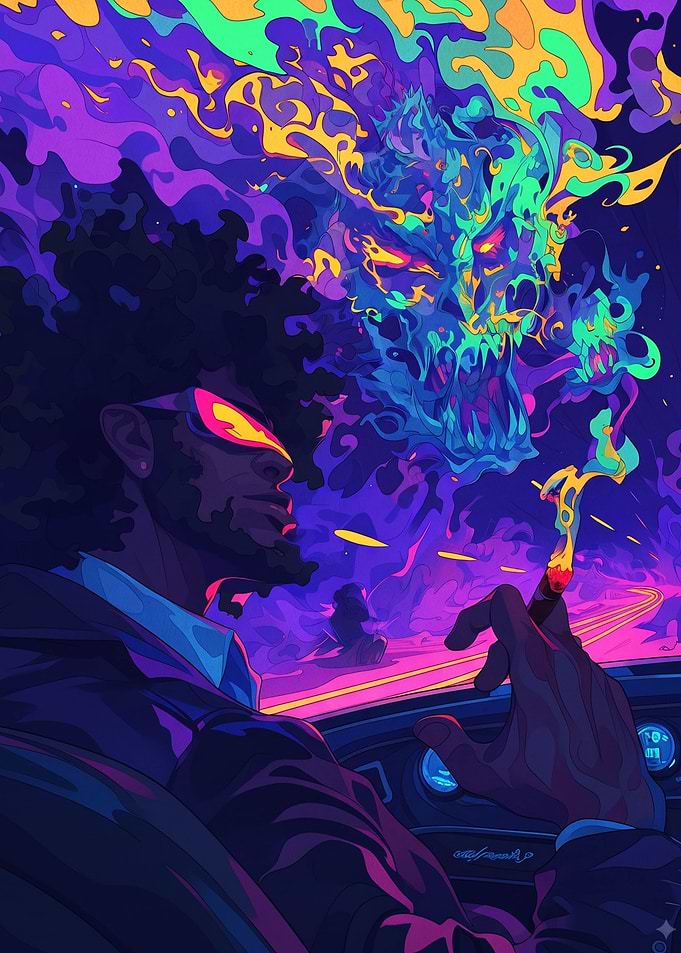 Psychedelic Driver with Spectral Smoke